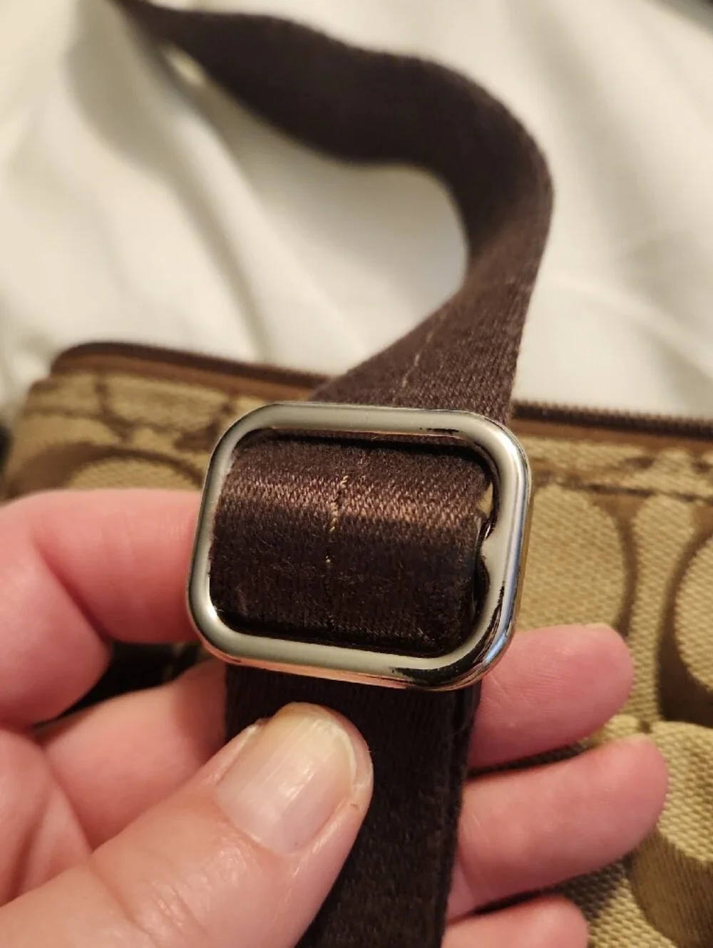 brown Coach Signature Jacquard crossbody bag